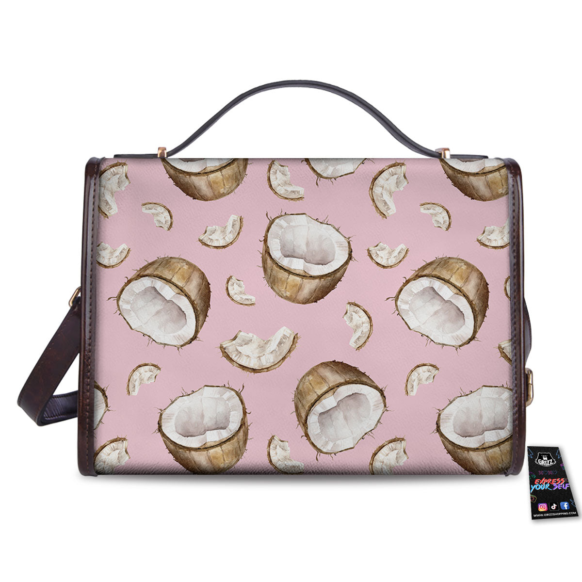 Coconut Pink Print Pattern Women's Satchel Bag
