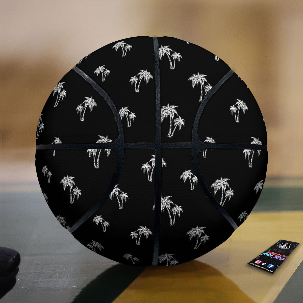 Coconut Tree White And Black Print Basketball