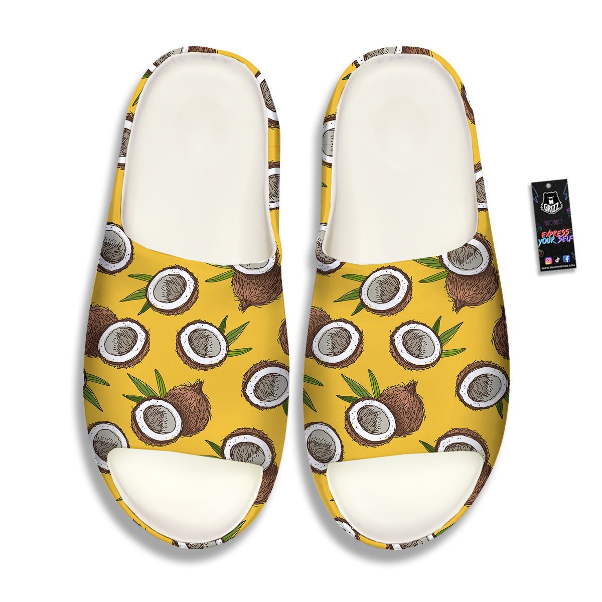 Coconut Yellow Print Pattern Sandals-grizzshop