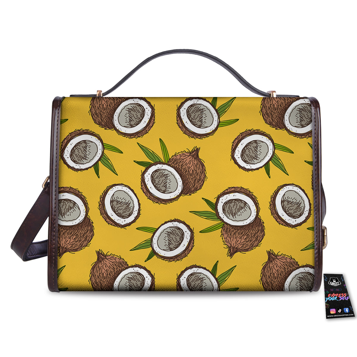 Coconut Yellow Print Pattern Women's Satchel Bag