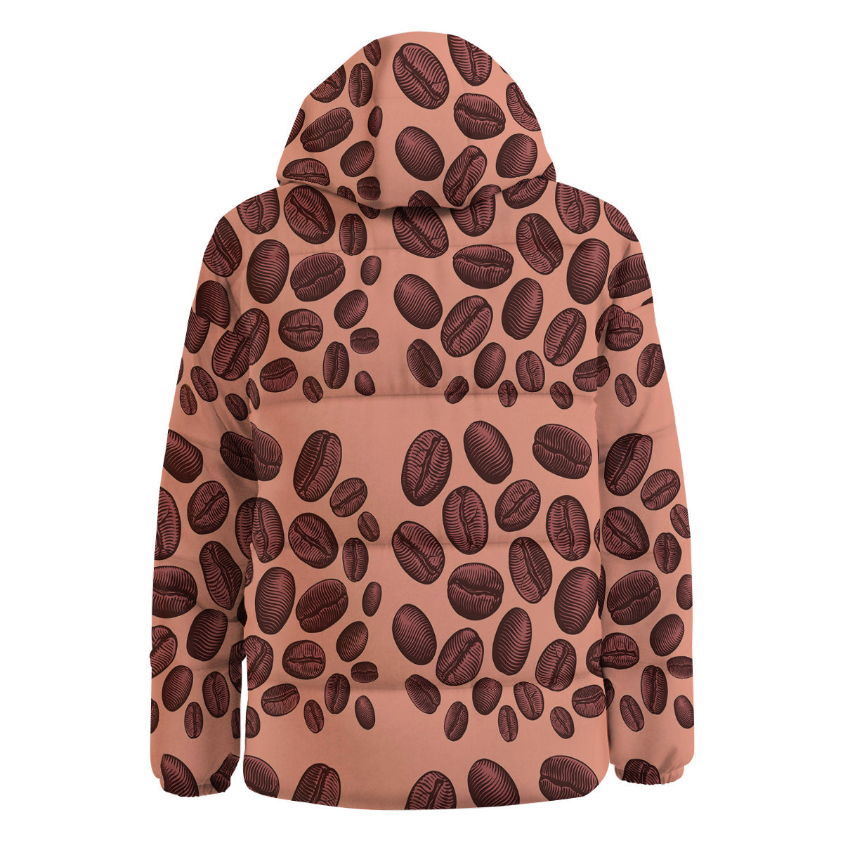 Coffee Bean Vintage Print Pattern Down Jacket-grizzshop