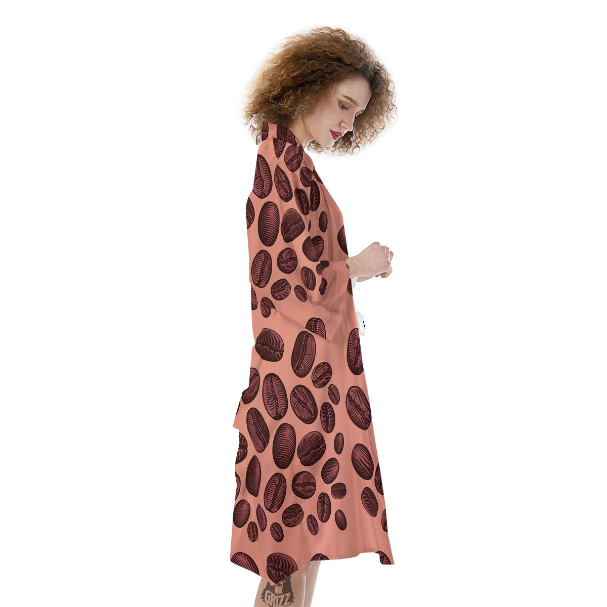 Coffee Bean Vintage Print Pattern Kimono-grizzshop