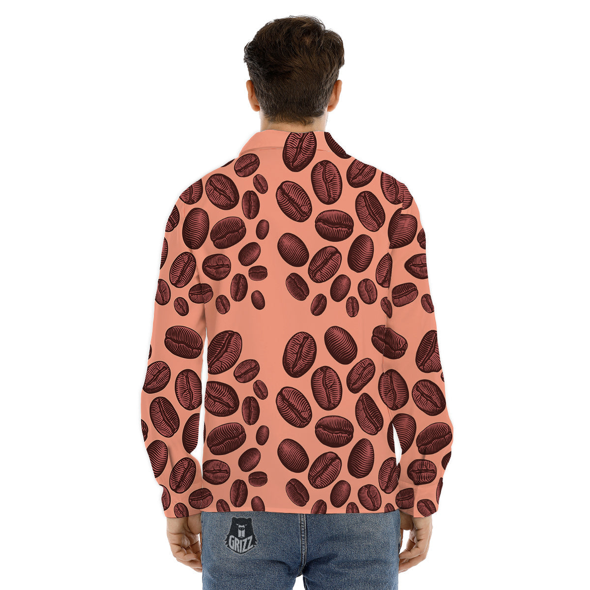 Coffee Bean Vintage Print Pattern Men's Dress Shirts-grizzshop