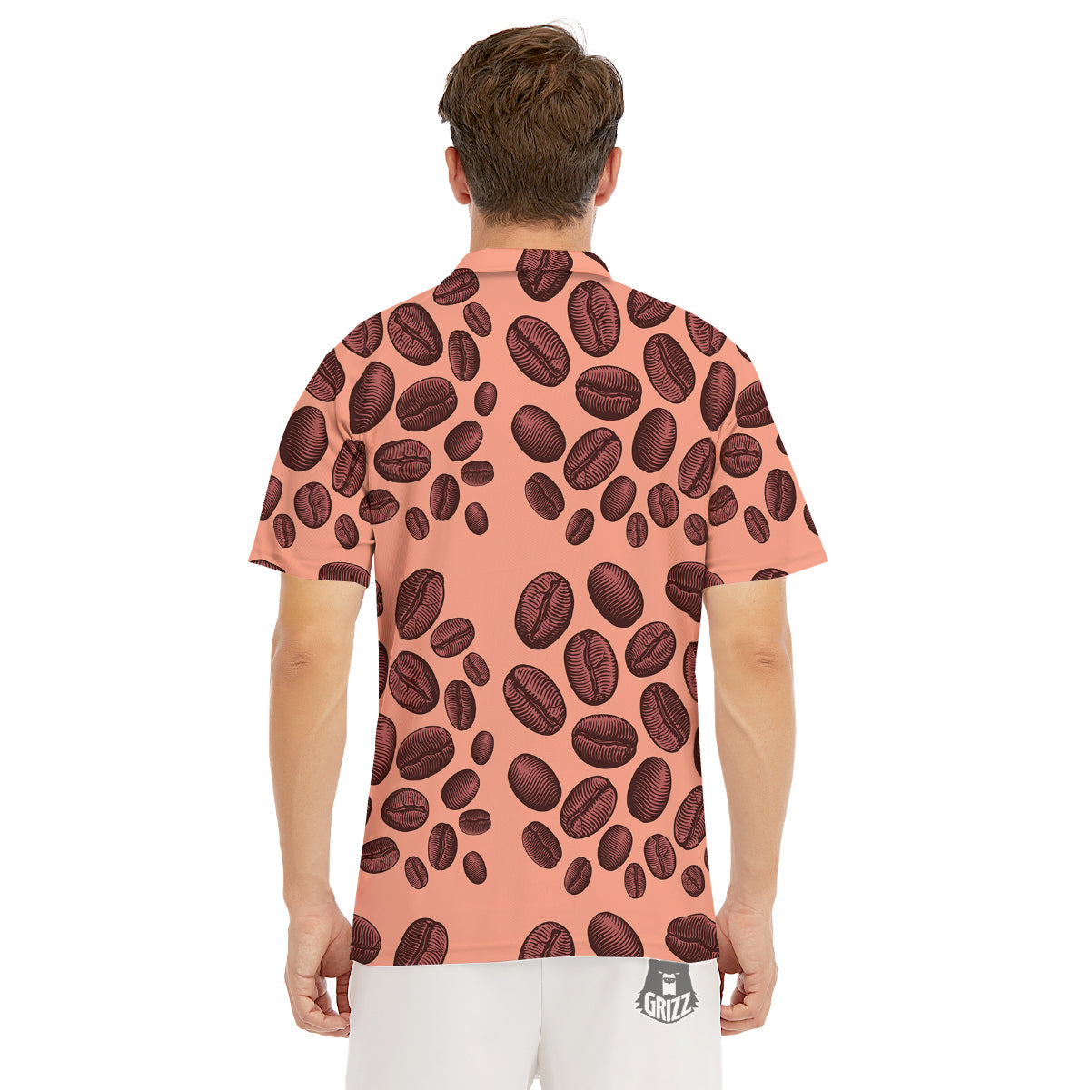 Coffee Bean Vintage Print Pattern Men's Golf Shirts-grizzshop