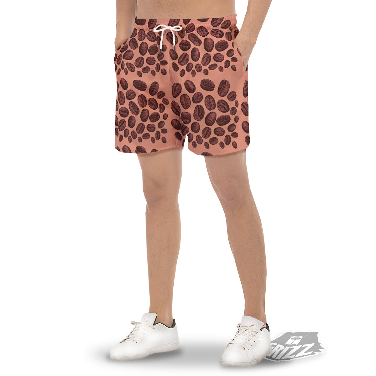 Coffee Bean Vintage Print Pattern Men's Gym Shorts-grizzshop