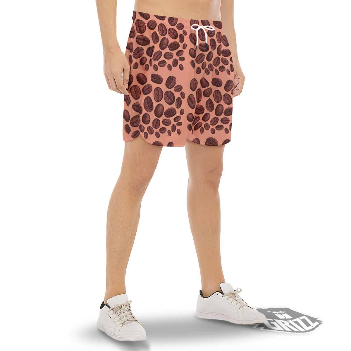 Coffee Bean Vintage Print Pattern Men's Gym Shorts-grizzshop