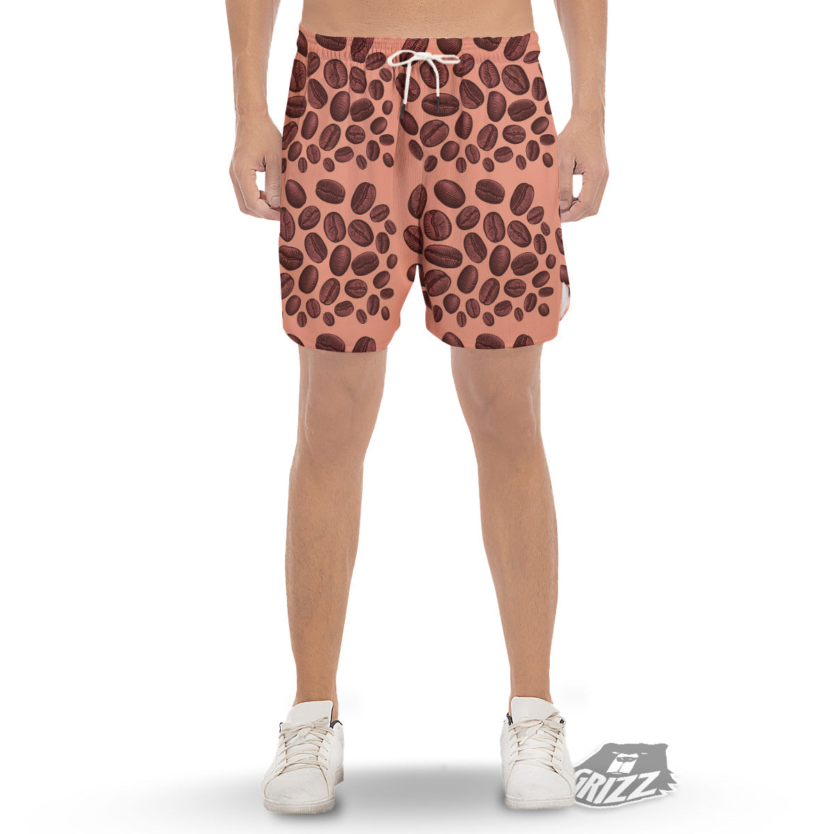 Coffee Bean Vintage Print Pattern Men's Gym Shorts-grizzshop