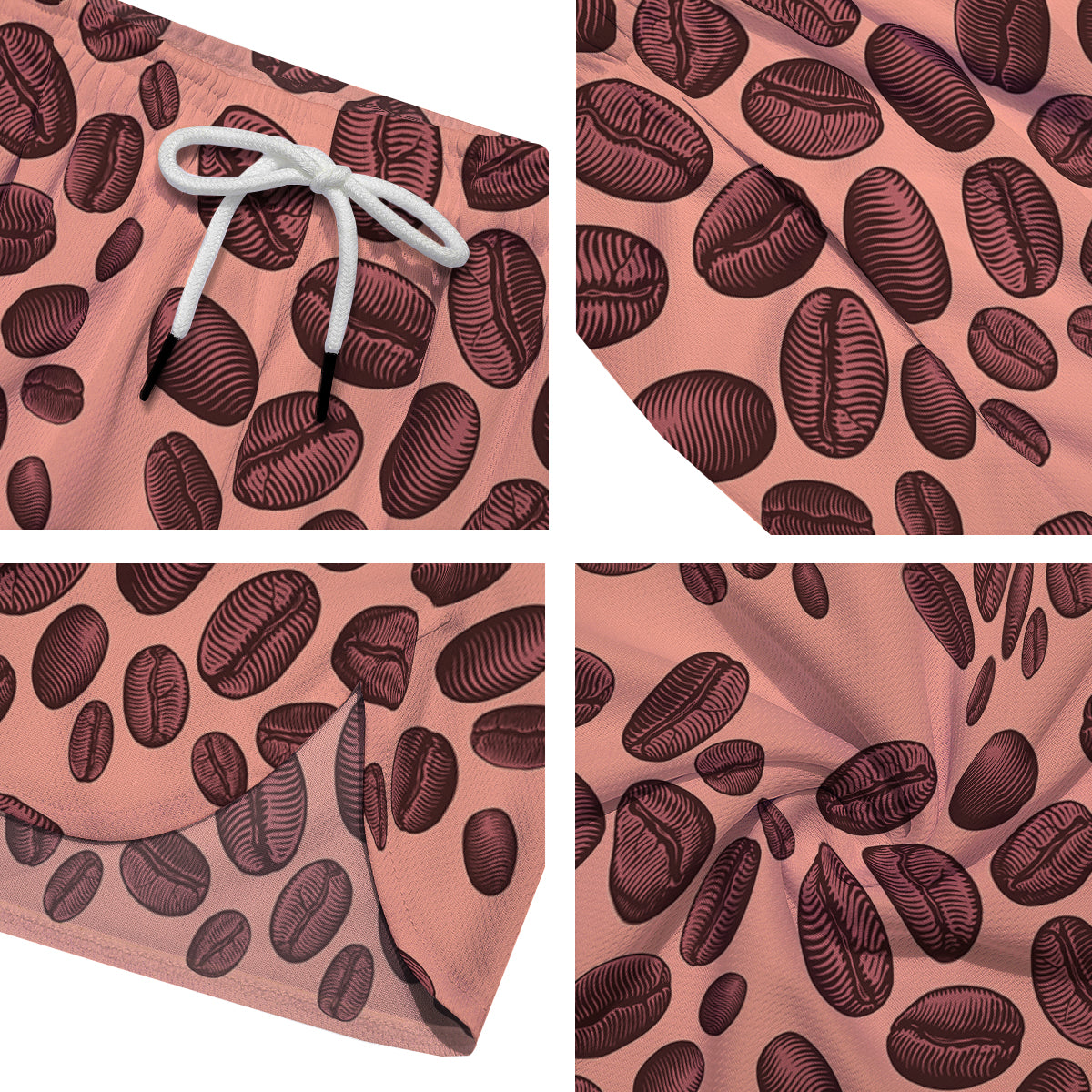 Coffee Bean Vintage Print Pattern Men's Running Shorts-grizzshop