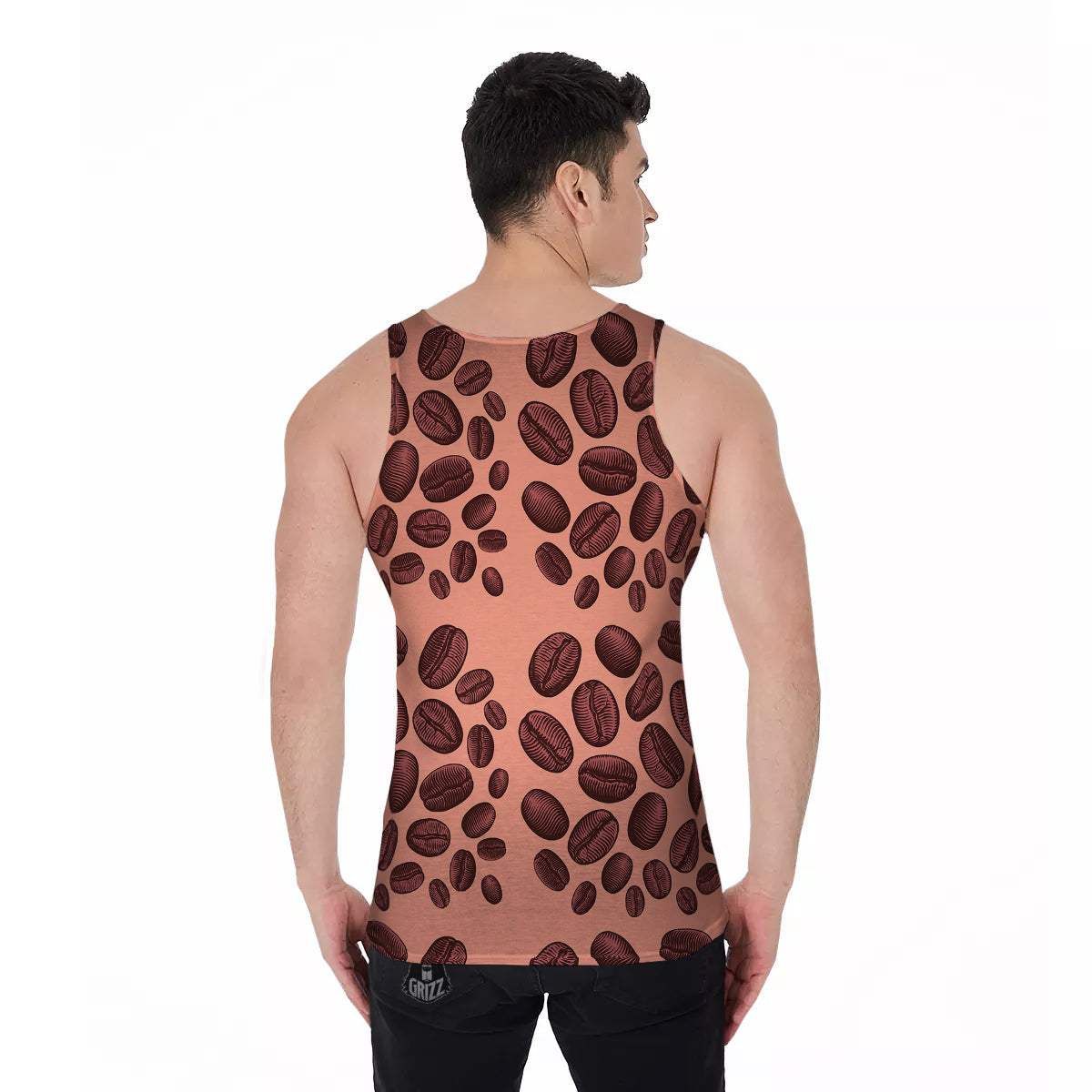 Coffee Bean Vintage Print Pattern Men's Tank Top-grizzshop