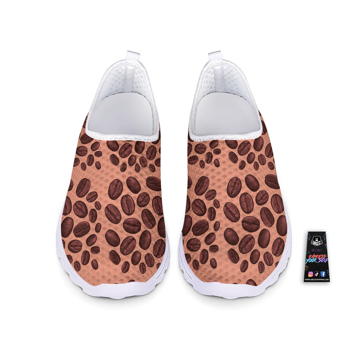 Coffee Bean Vintage Print Pattern Nurse Shoes-grizzshop