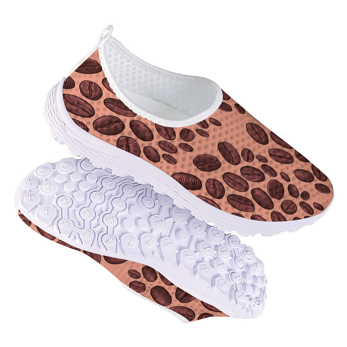 Coffee Bean Vintage Print Pattern Nurse Shoes-grizzshop