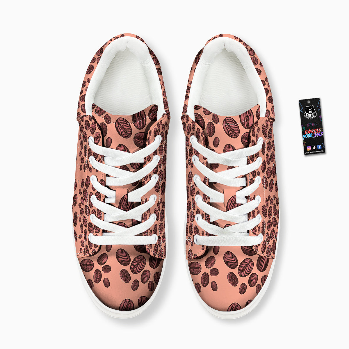 Coffee Bean Vintage Print Pattern Platform Shoes-grizzshop