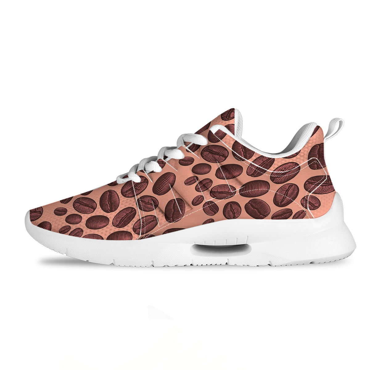 Coffee Bean Vintage Print Pattern Tennis Shoes-grizzshop