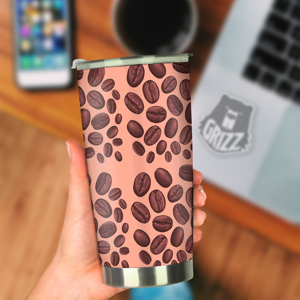 Coffee Bean Vintage Print Pattern Tumbler-grizzshop