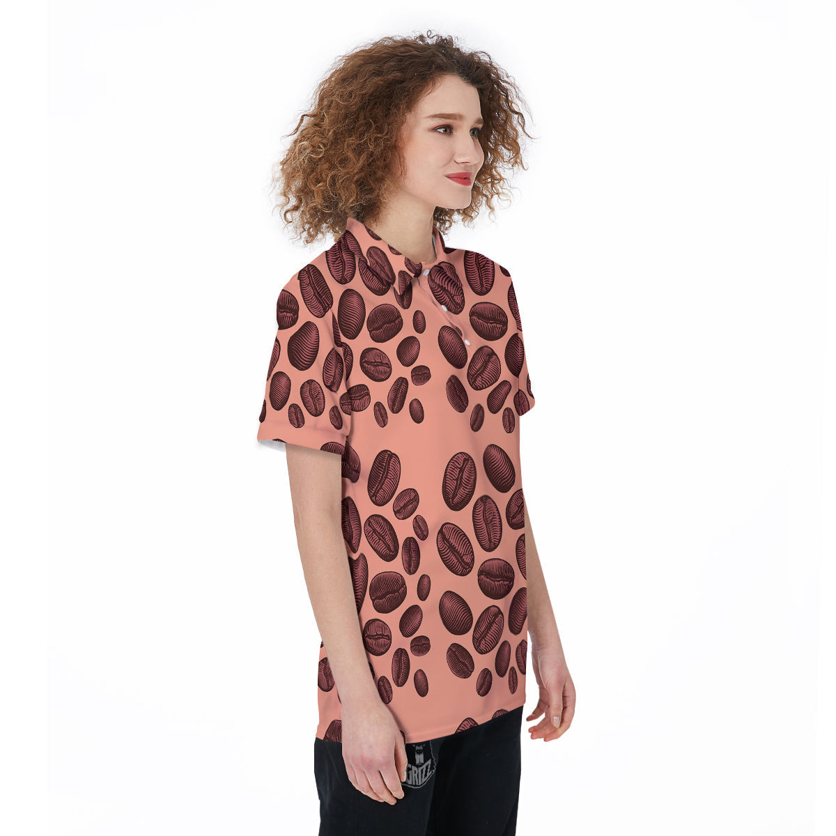 Coffee Bean Vintage Print Pattern Women's Golf Shirts-grizzshop