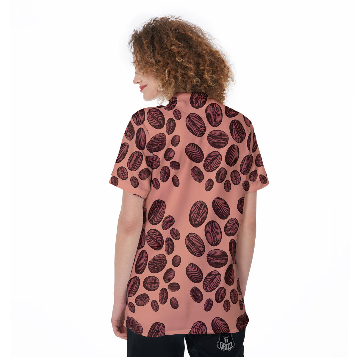 Coffee Bean Vintage Print Pattern Women's Golf Shirts-grizzshop