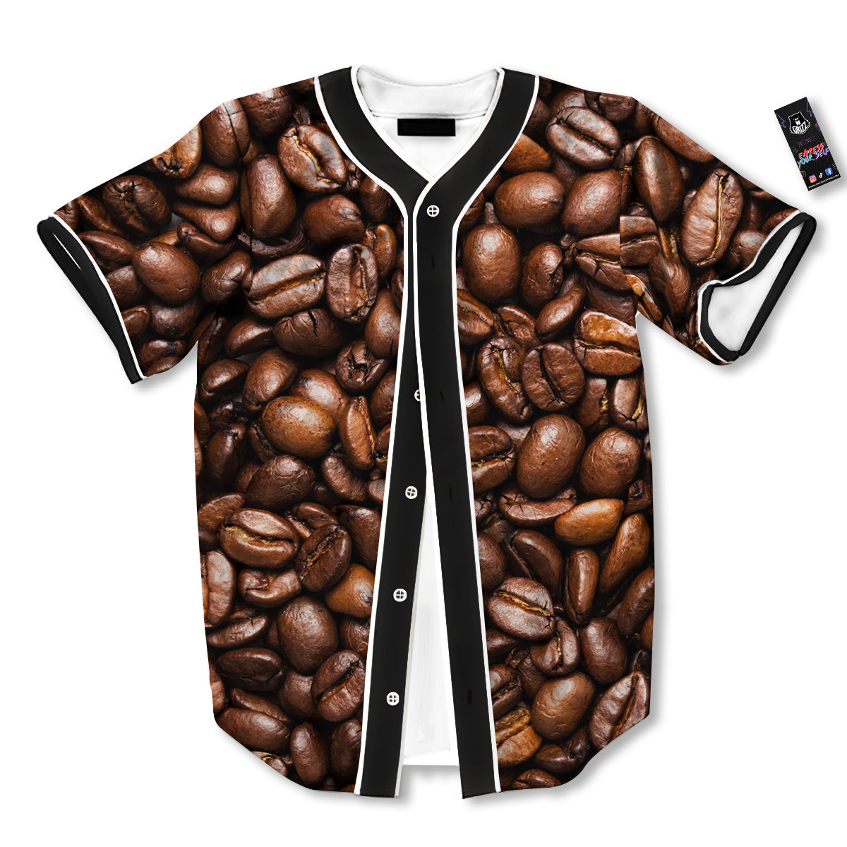 Coffee Beans Print Baseball Jersey-grizzshop
