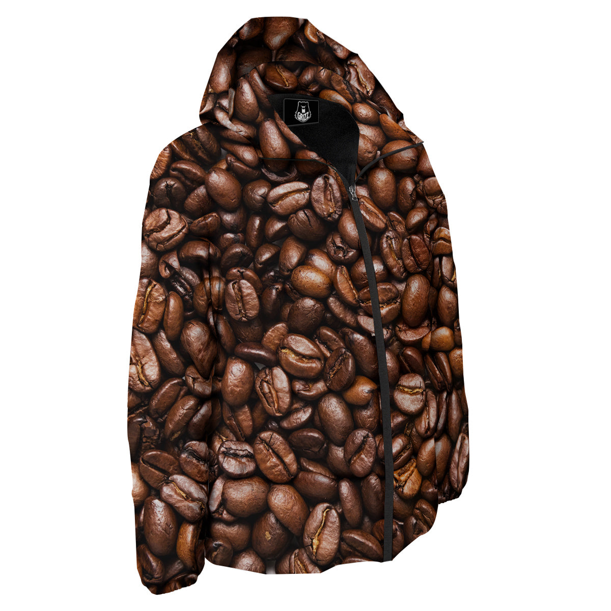 Coffee Beans Print Down Jacket-grizzshop
