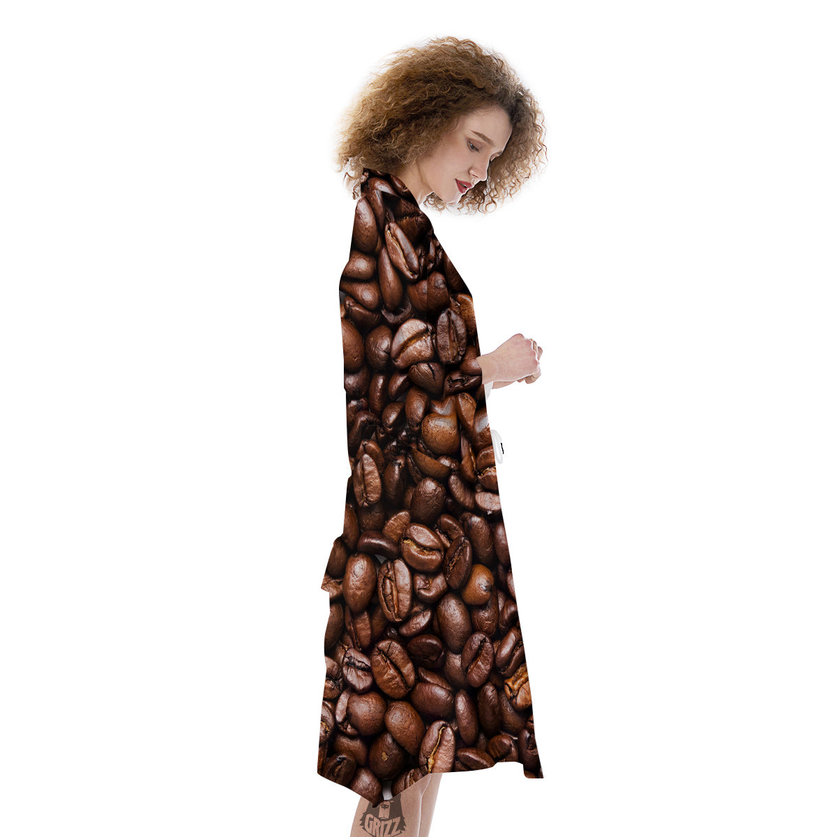 Coffee Beans Print Kimono-grizzshop
