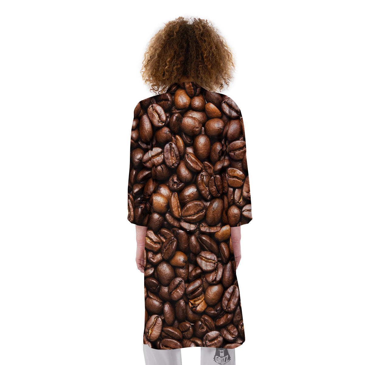 Coffee Beans Print Kimono-grizzshop