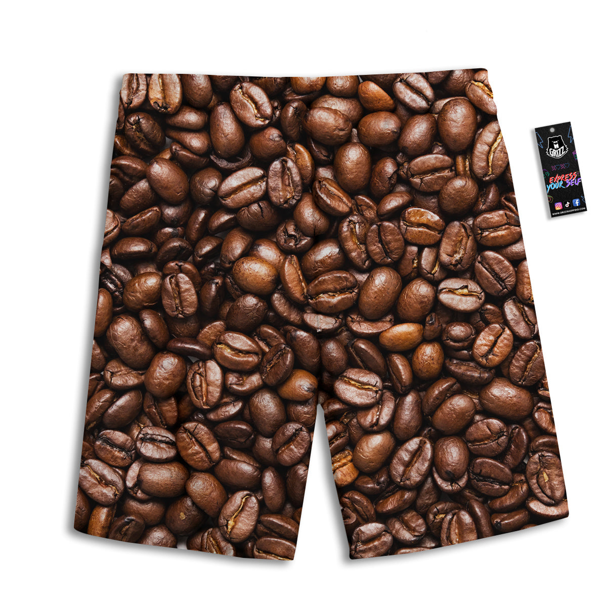 Coffee Beans Print Men's Athletic Shorts