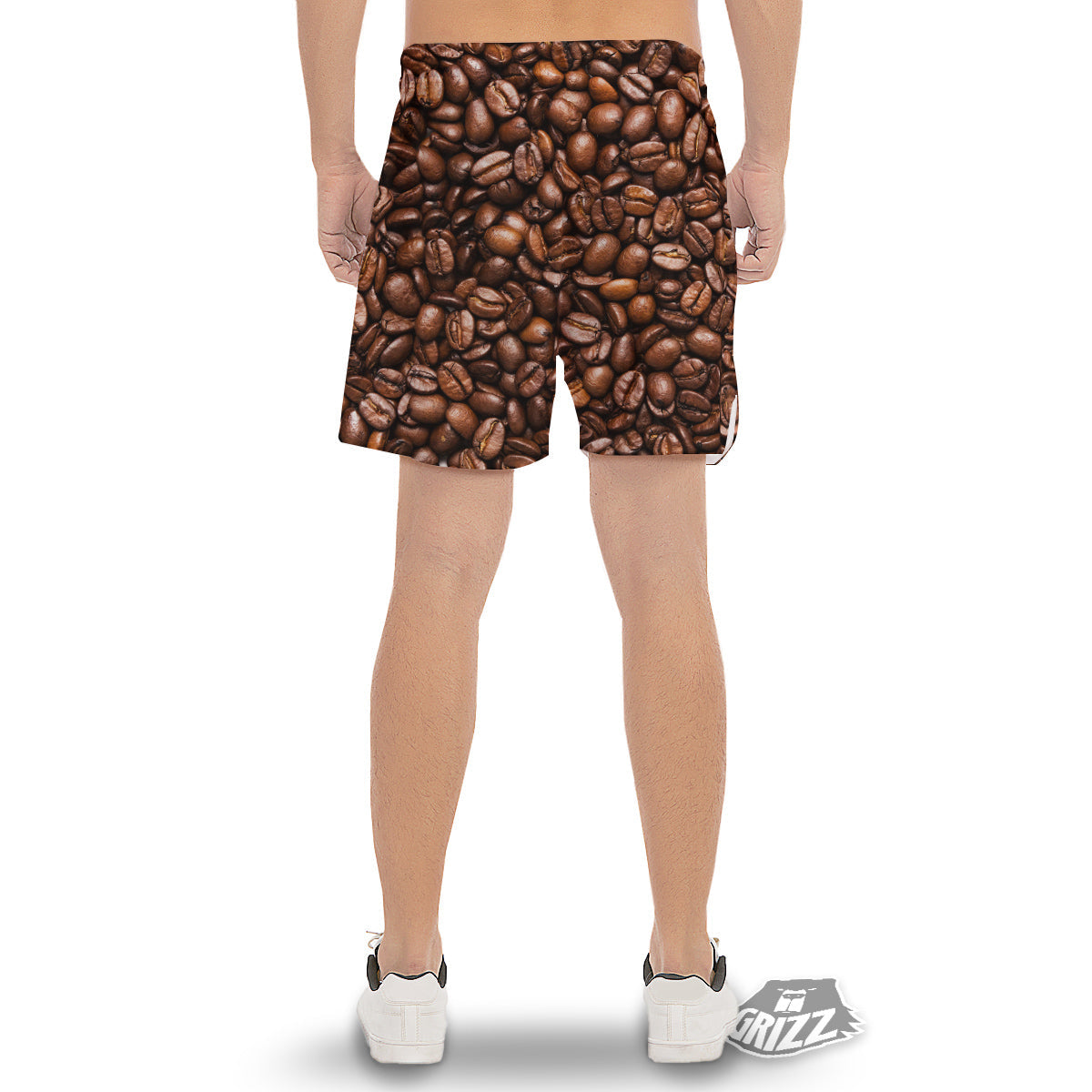 Coffee Beans Print Men's Gym Shorts-grizzshop