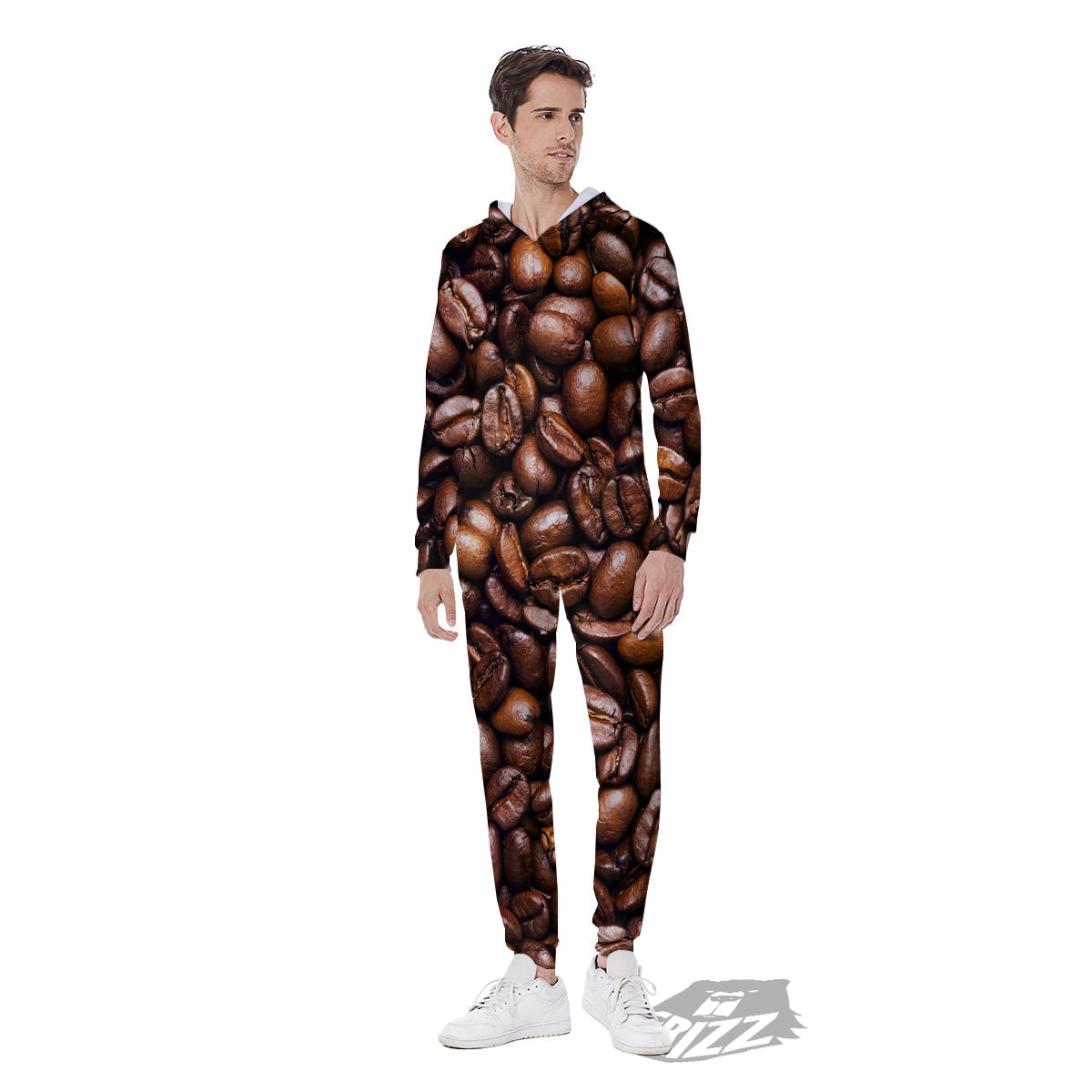 Coffee Beans Print Men's Jumpsuit-grizzshop