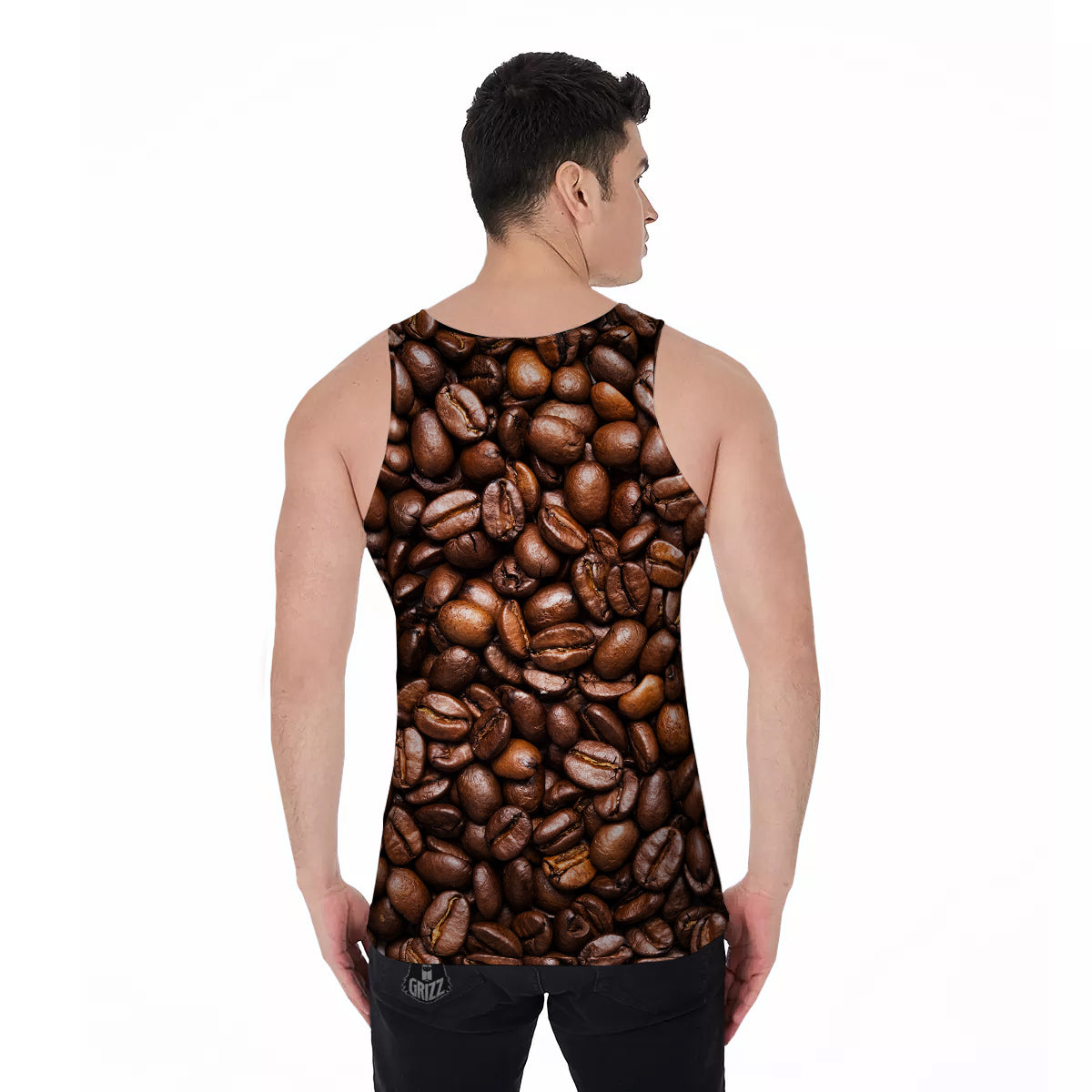 Coffee Beans Print Men's Tank Top-grizzshop
