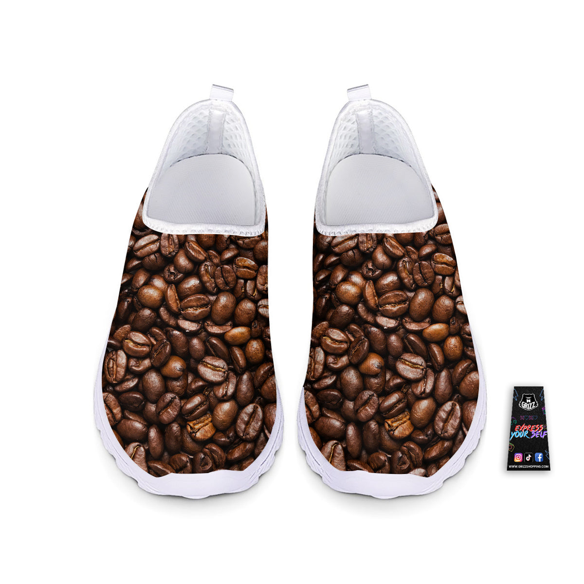 Coffee Beans Print Nurse Shoes-grizzshop