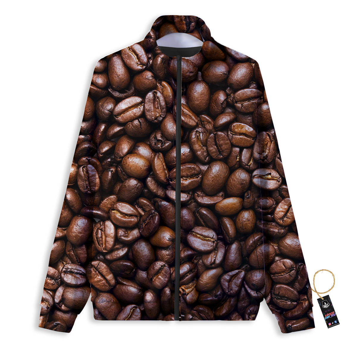 Coffee Beans Print Track Jacket-grizzshop