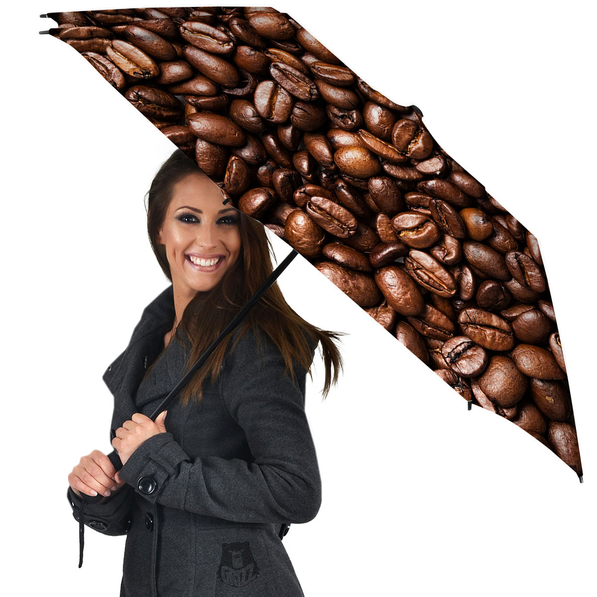Coffee Beans Print Umbrella-grizzshop