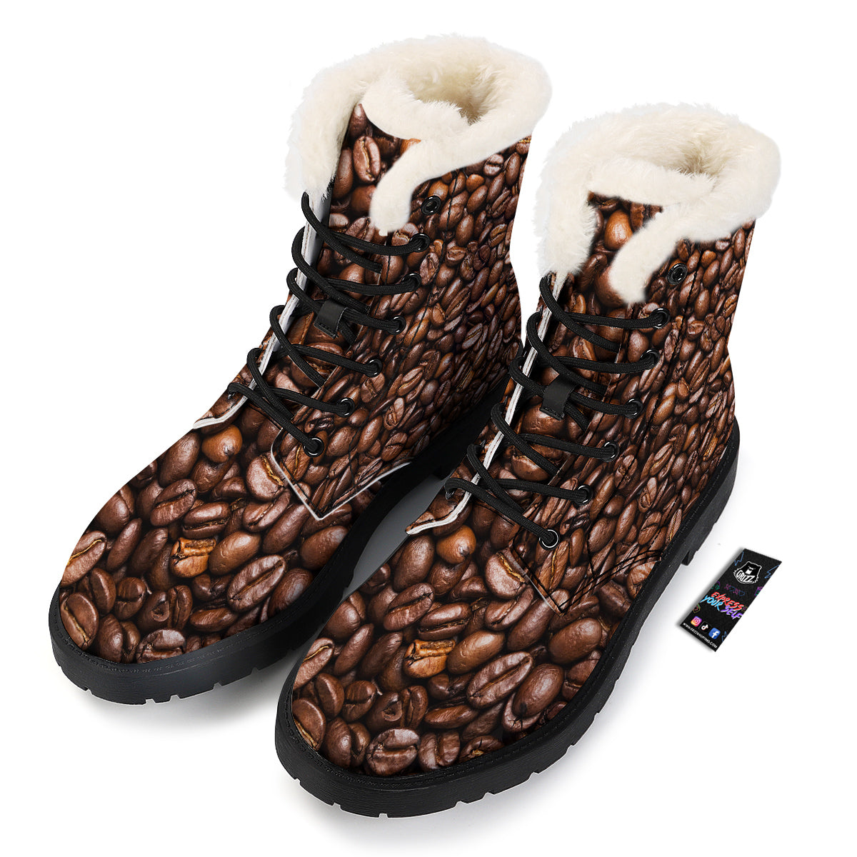 Coffee Beans Print Winter Boots-grizzshop