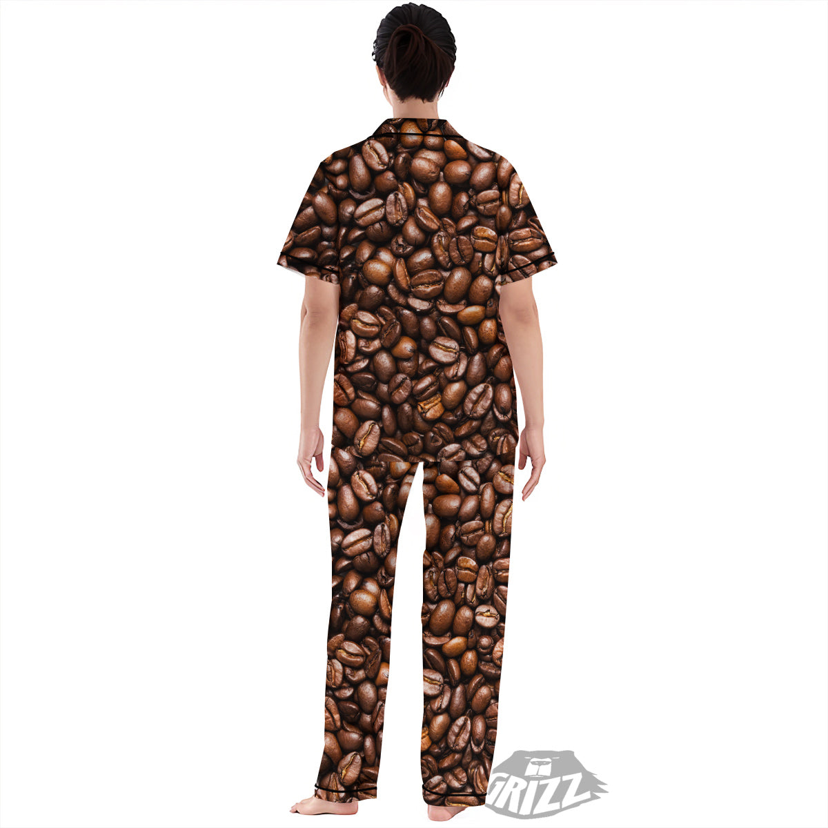 Coffee Beans Print Women's Pajamas Set-grizzshop