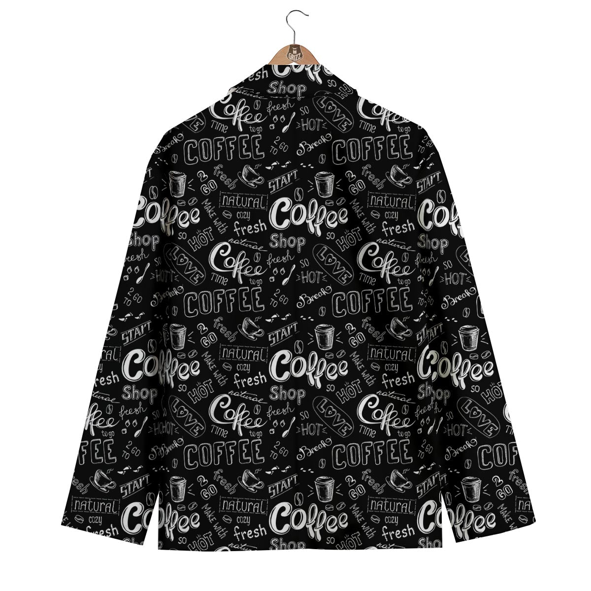 Coffee Black Pattern Print Men's Blazer-grizzshop
