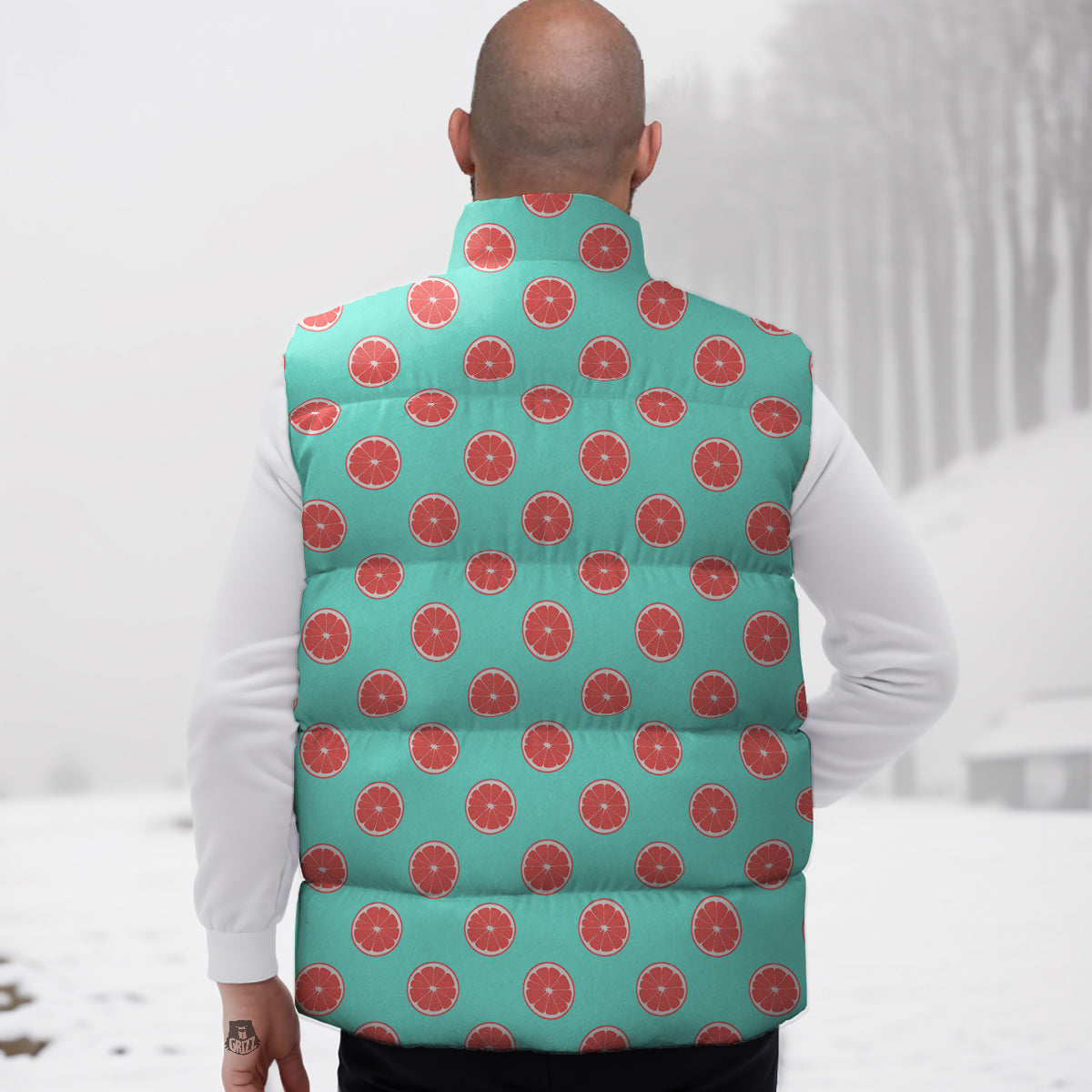 Coffee Donut Pattern Print Down Vest-grizzshop