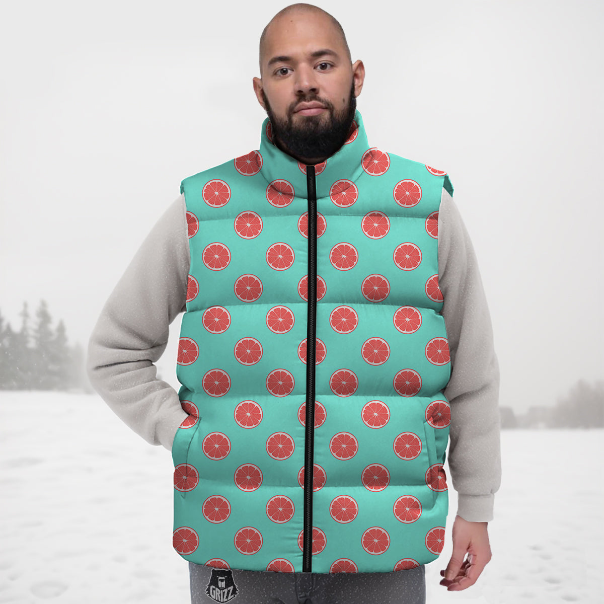 Coffee Donut Pattern Print Down Vest-grizzshop