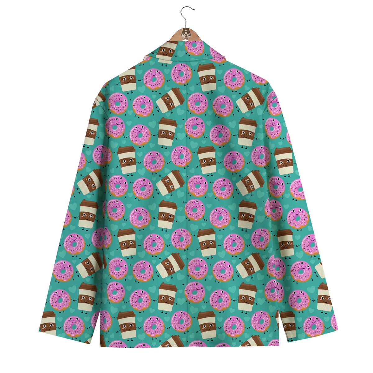 Coffee Donut Pattern Print Men's Blazer-grizzshop