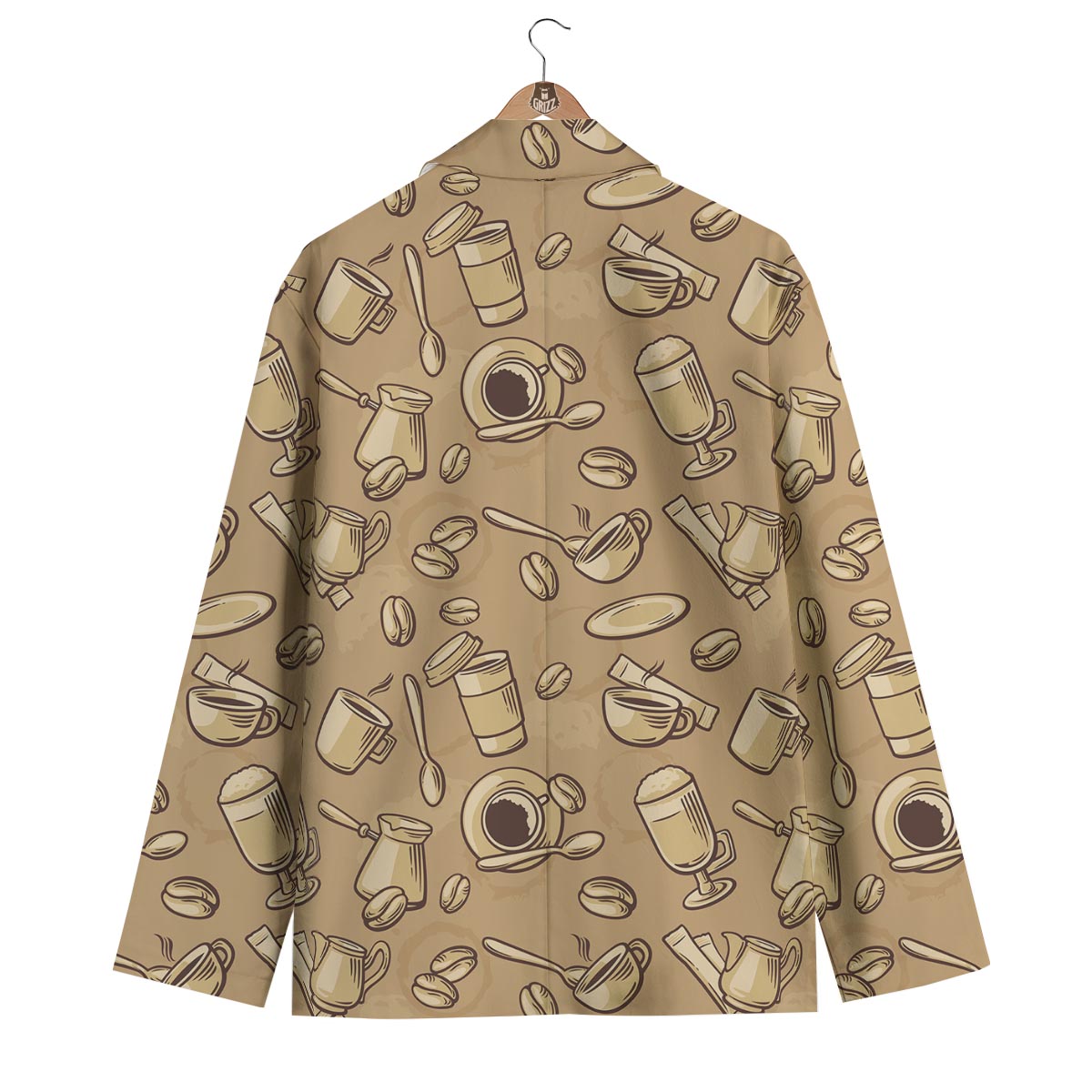 Coffee Pattern Print Men's Blazer-grizzshop