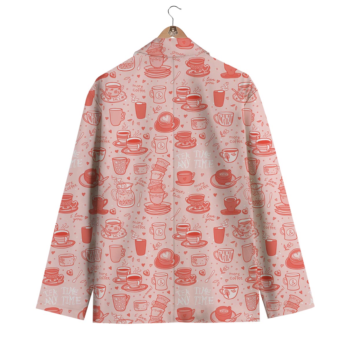 Coffee Pink Pattern Print Men's Blazer-grizzshop