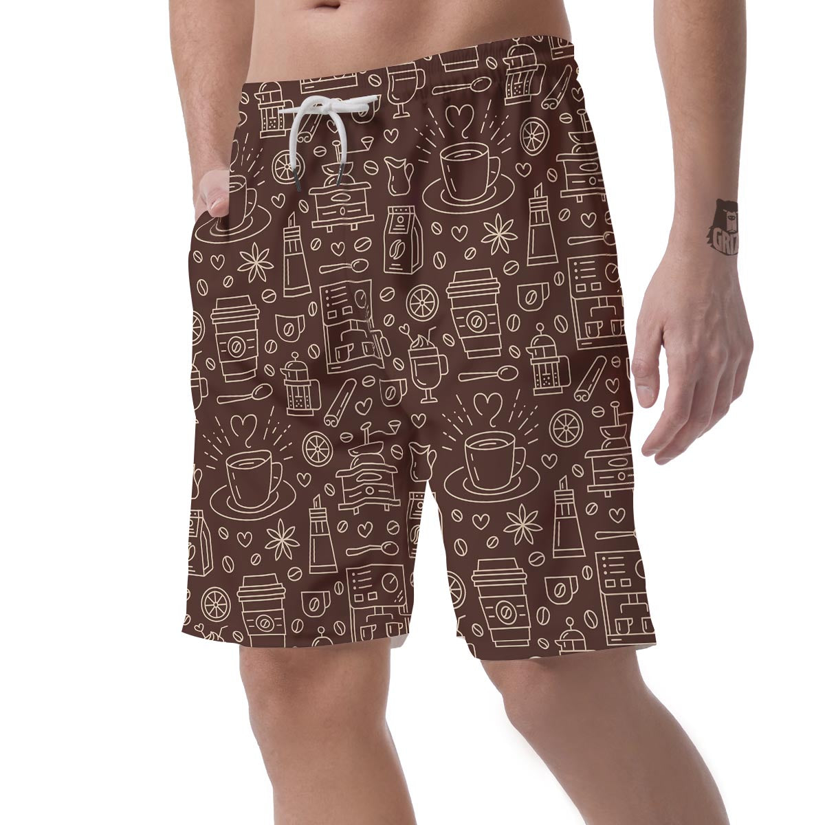 Coffee Print Pattern Men's Shorts-grizzshop