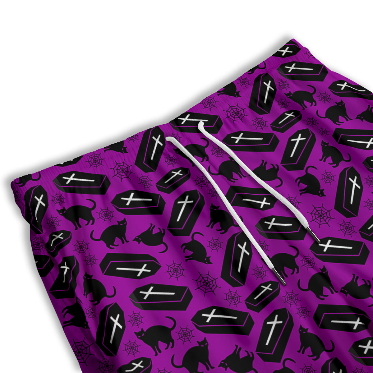 Coffin And Cat Purple Print Pattern Men's Athletic Shorts