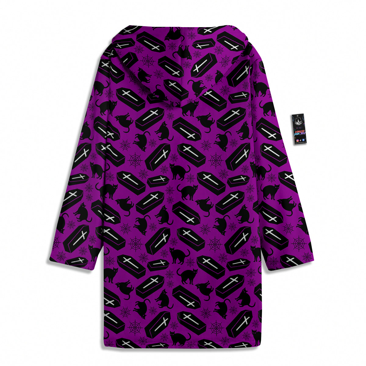 Coffin And Cat Purple Print Pattern Men's Windbreaker Jacket-grizzshop