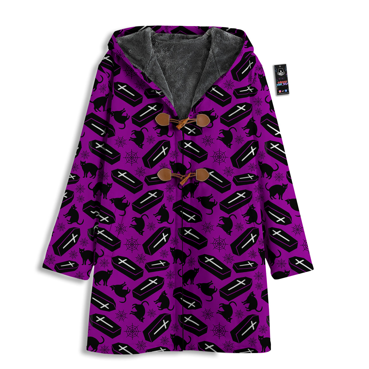 Coffin And Cat Purple Print Pattern Men's Windbreaker Jacket-grizzshop