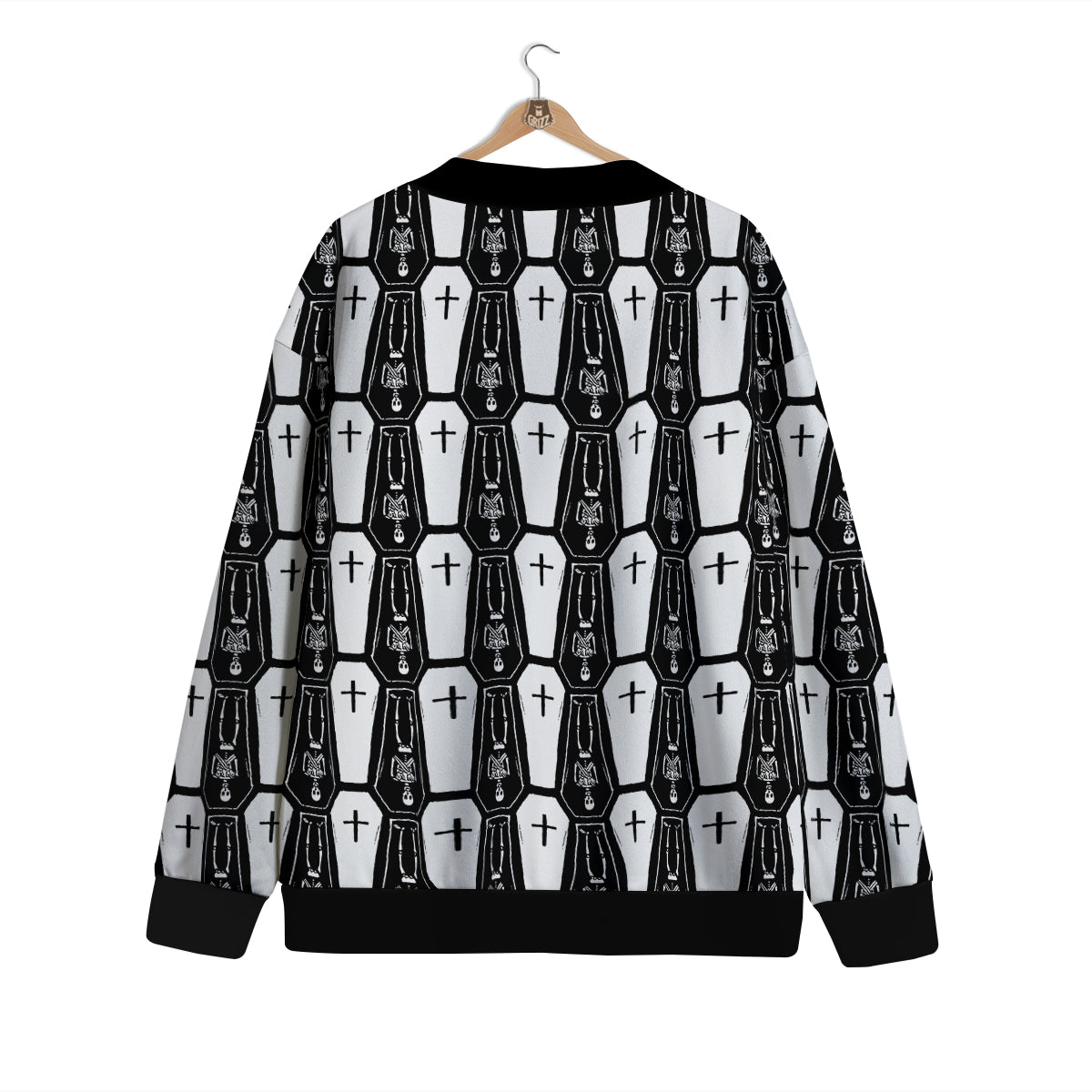 Coffin And Skeleton Print Pattern Cardigan-grizzshop