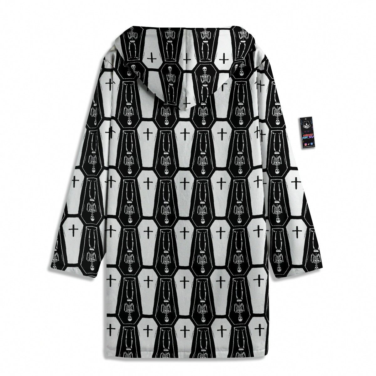 Coffin And Skeleton Print Pattern Men's Windbreaker Jacket-grizzshop