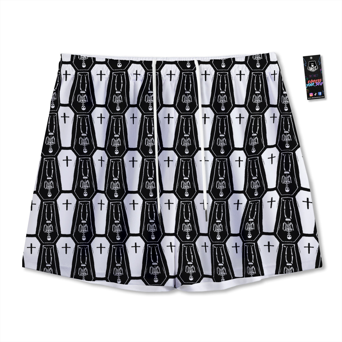 Fruit Green Apple Print Pattern Mesh Shorts