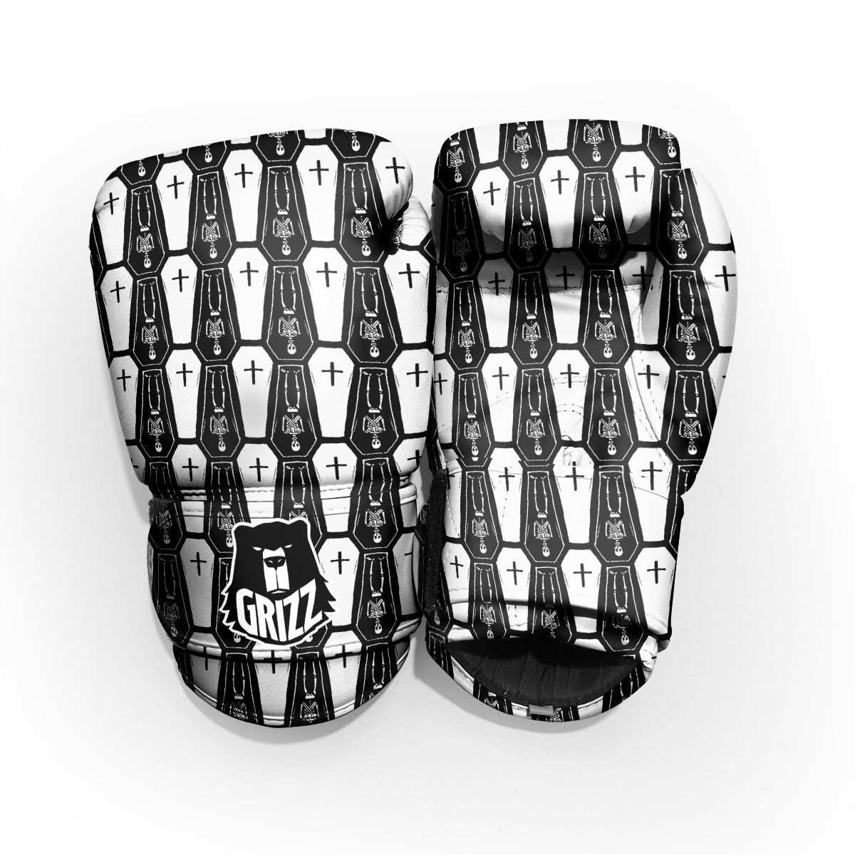 Coffin And Skeleton Print Pattern Pro Boxing Glove