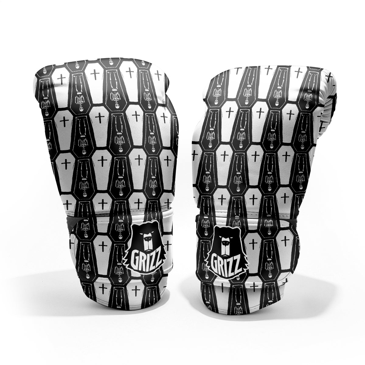 Coffin And Skeleton Print Pattern Pro Boxing Glove