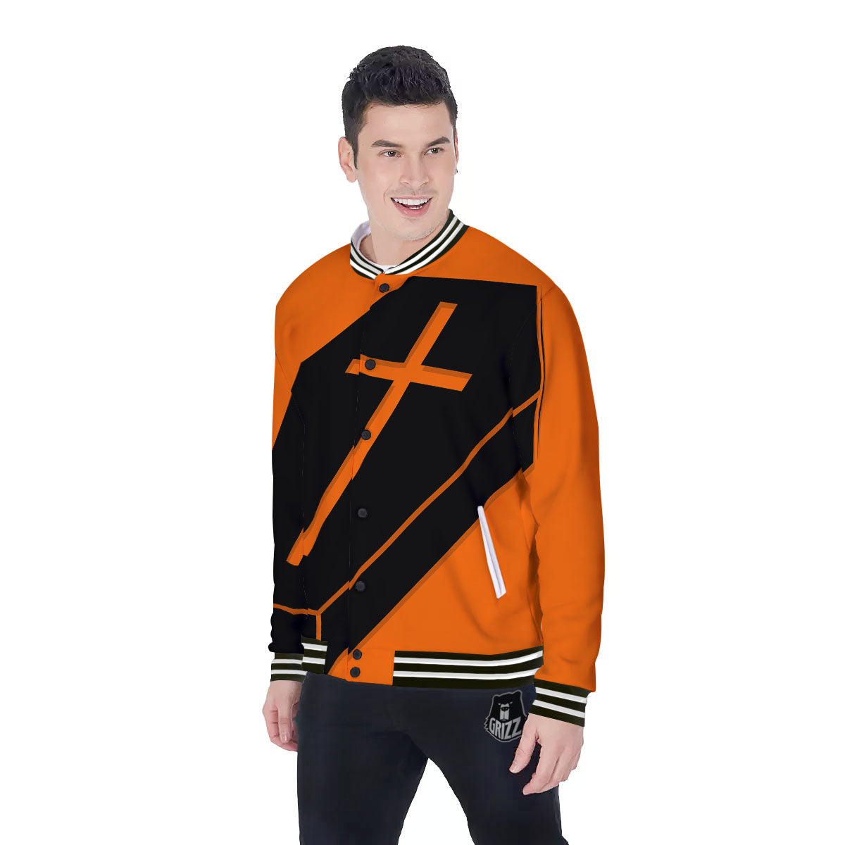 Coffin Halloween Vampire Print Baseball Jacket-grizzshop