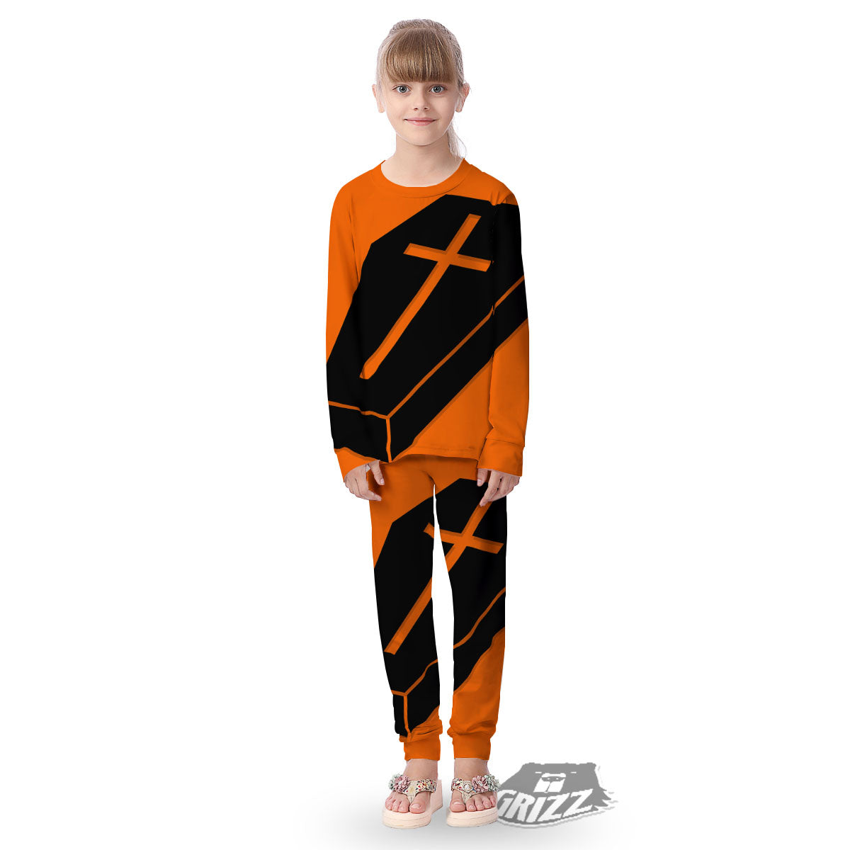 Coffin Halloween Vampire Print Kid's Pajamas-grizzshop